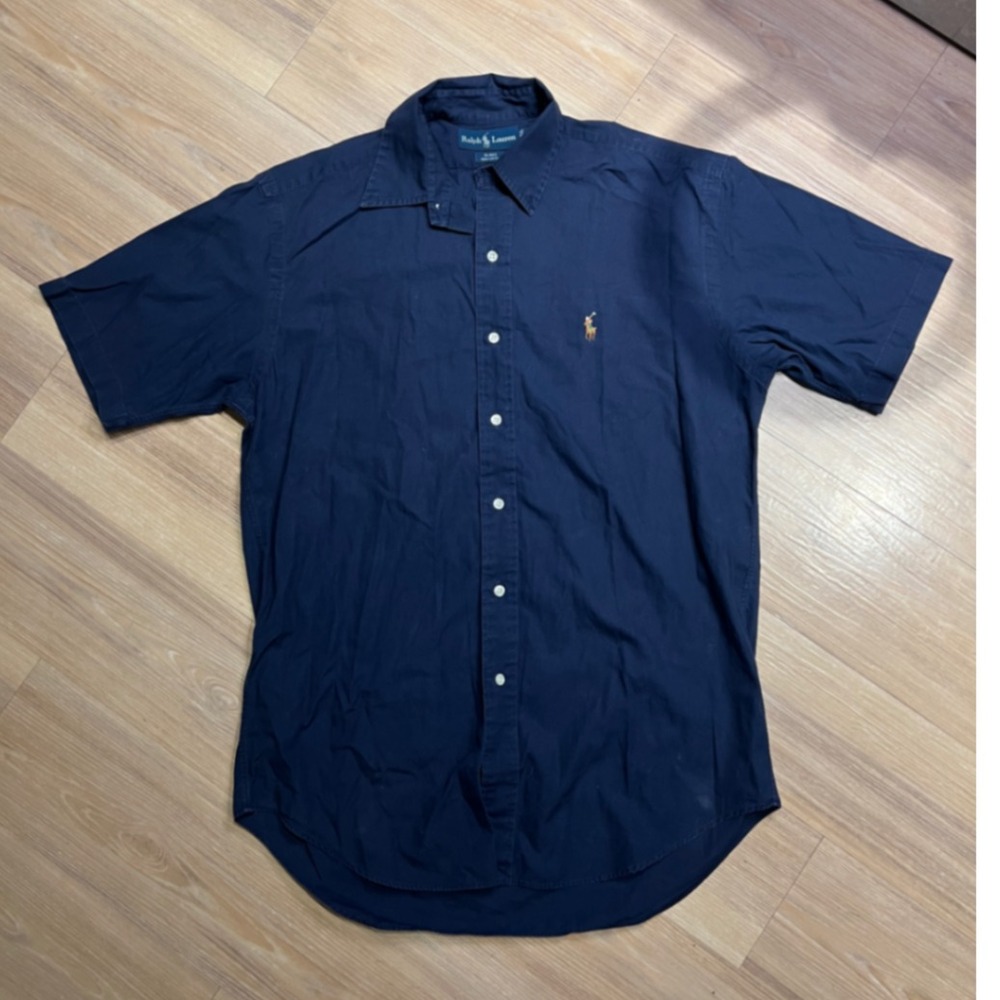 Ralph Lauren Mens Button Down Shirt Blake Short Sleeve Navy Blue Small
